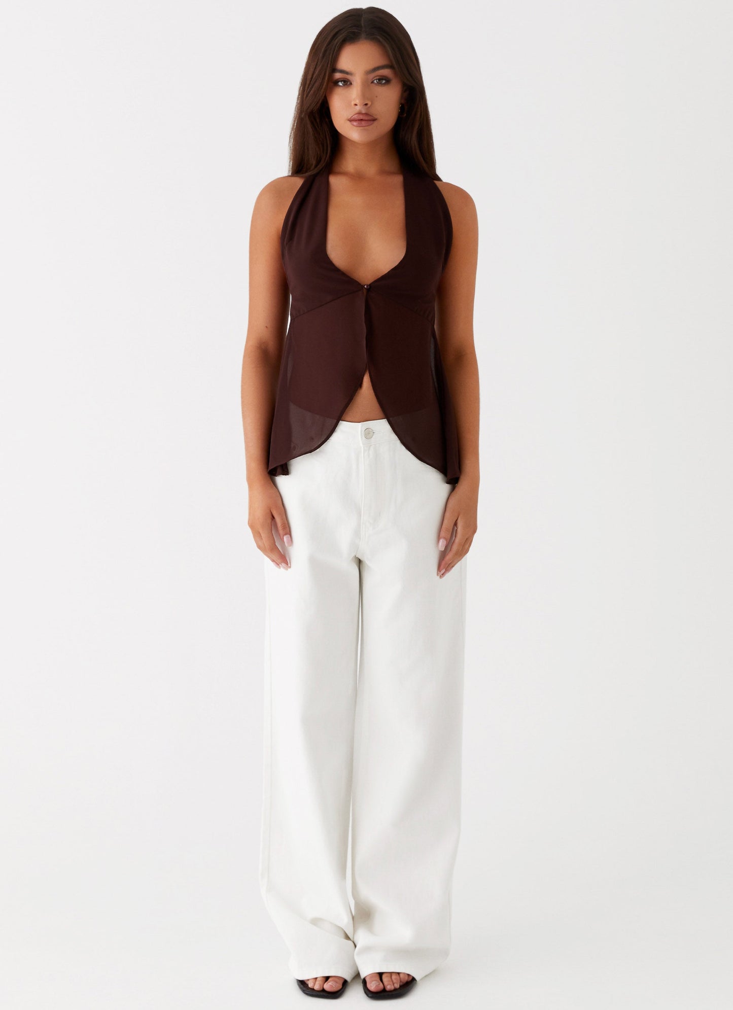 At Last Halterneck Top - Brown