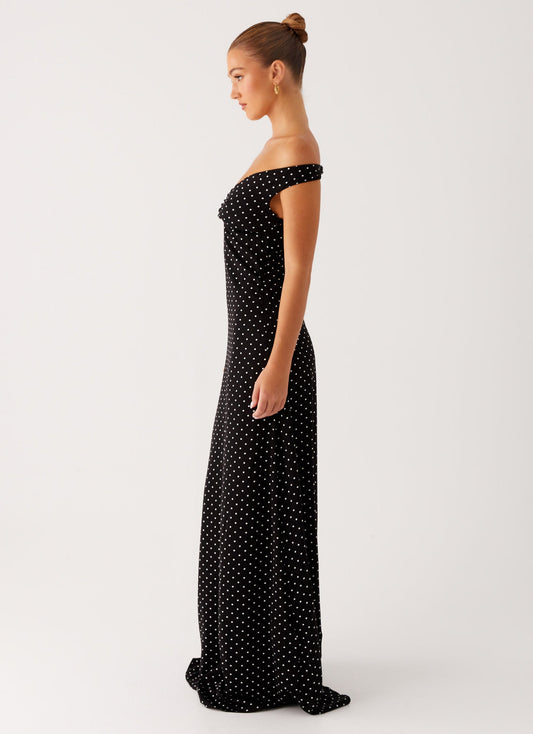 Melany Maxi Dress - Black Polka Dot