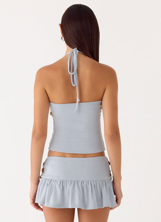 Merinda Halter Top - Misty Blue