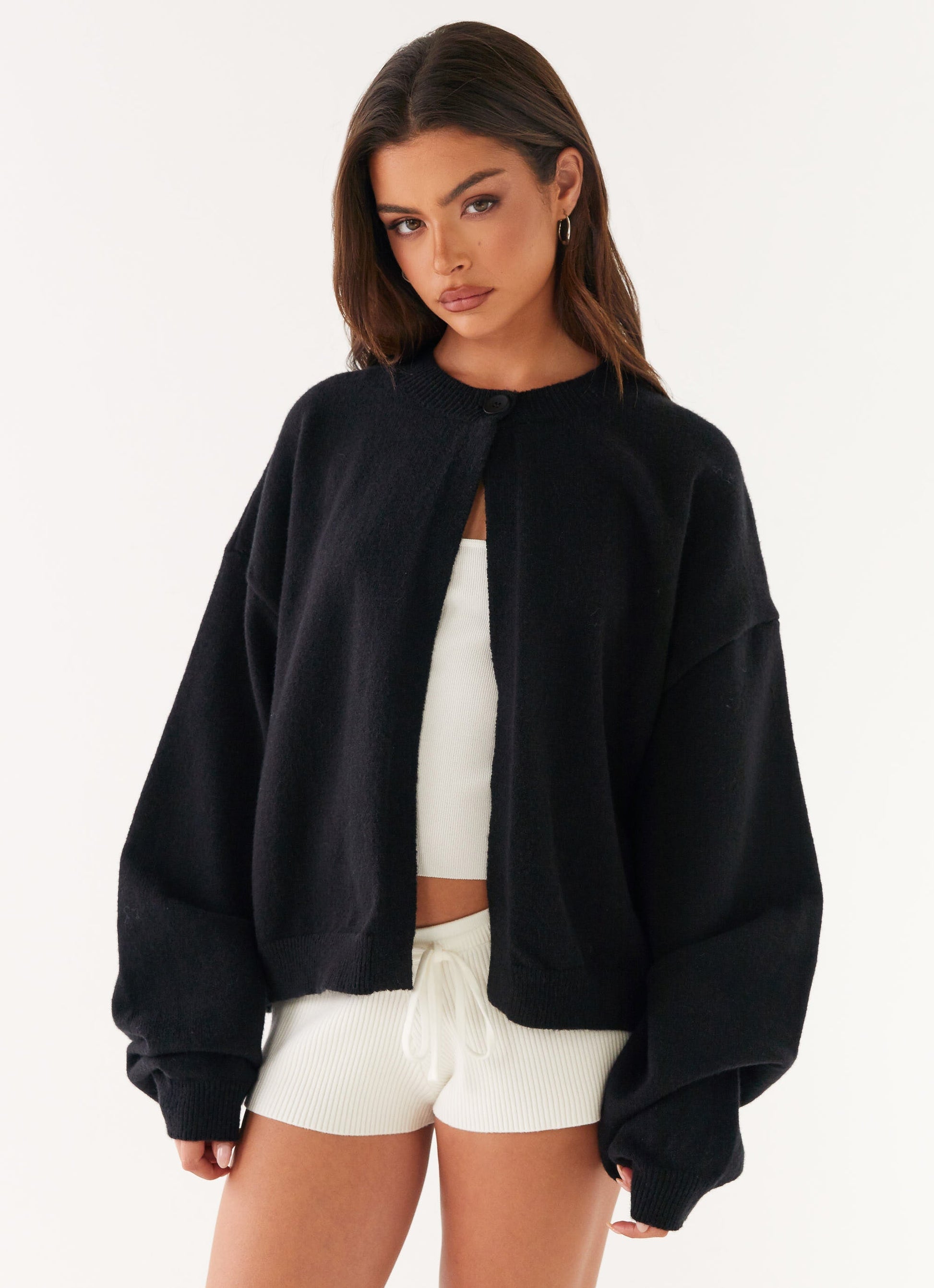 Annie One Button Cardigan - Black
