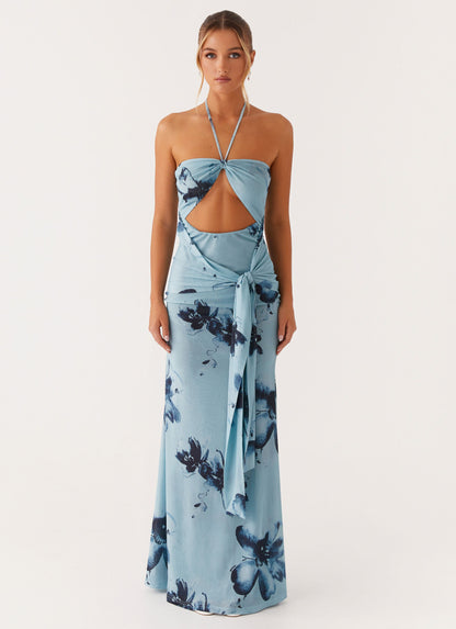 Antonia Maxi Dress - Black Blue Floral