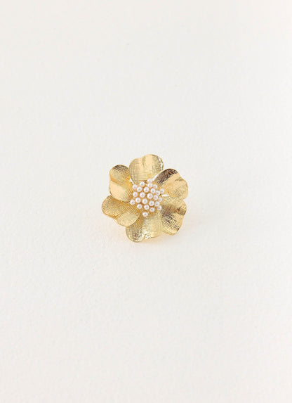 Camellia Pearl Ring - Gold