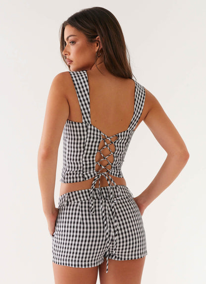 Clayton Tailored Shorts - Black Gingham
