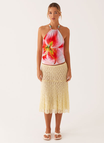 Dalila Beaded Tie Back Top - Pink Lily