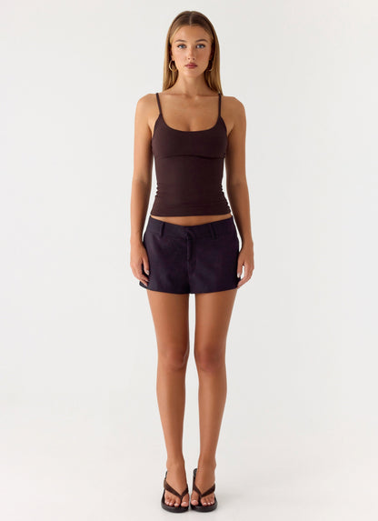 Delong Low Rise Linen Shorts - Black