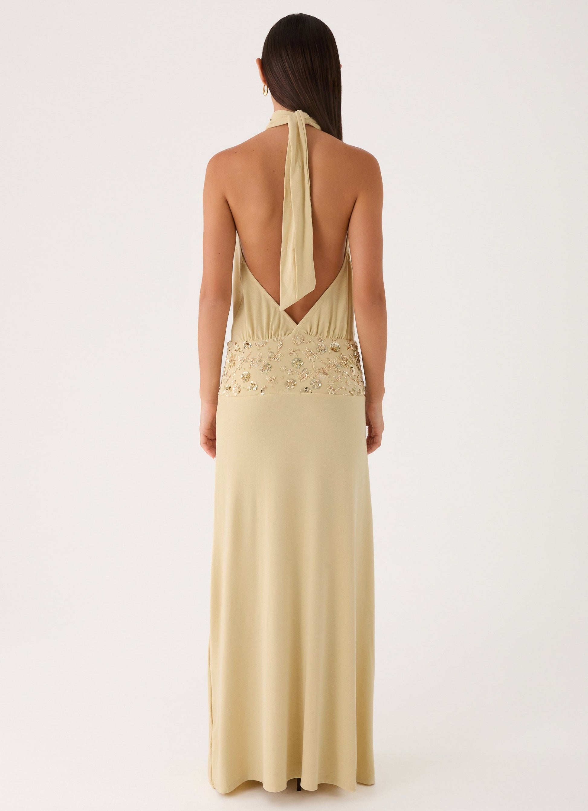 Donyale Halter Maxi Dress - Pale Olive