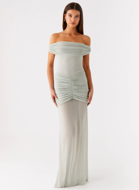 Eyllin Off Shoulder Maxi Dress - Sage