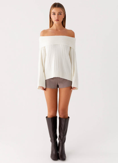 Federica Off Shoulder Knit - White