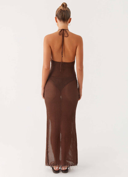 Fennella Beaded Maxi Dress - Chocolate