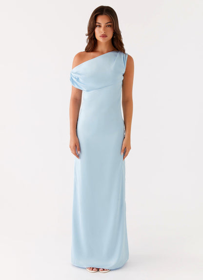 Heart Of Glass Satin Maxi Dress - Blue
