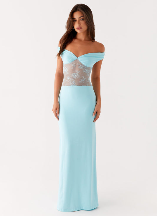 Infatuation Lace Maxi Dress - Turquoise