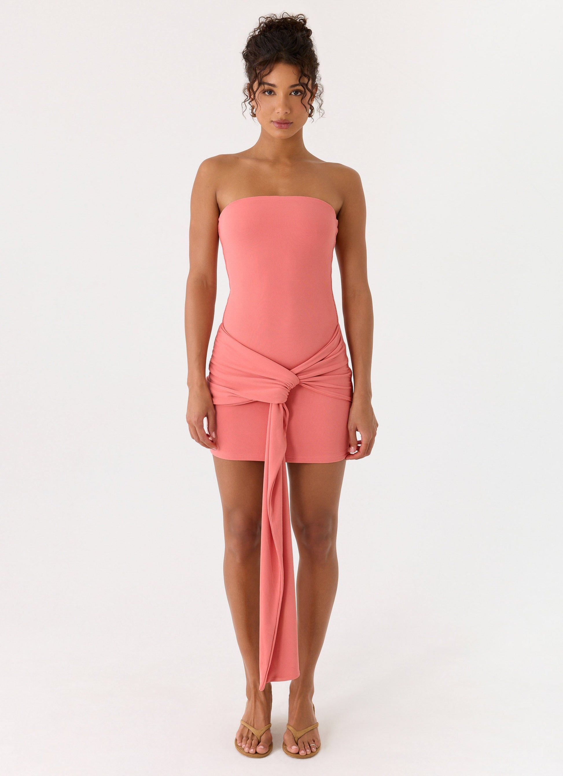 Jiliana Strapless Mini Dress - Coral