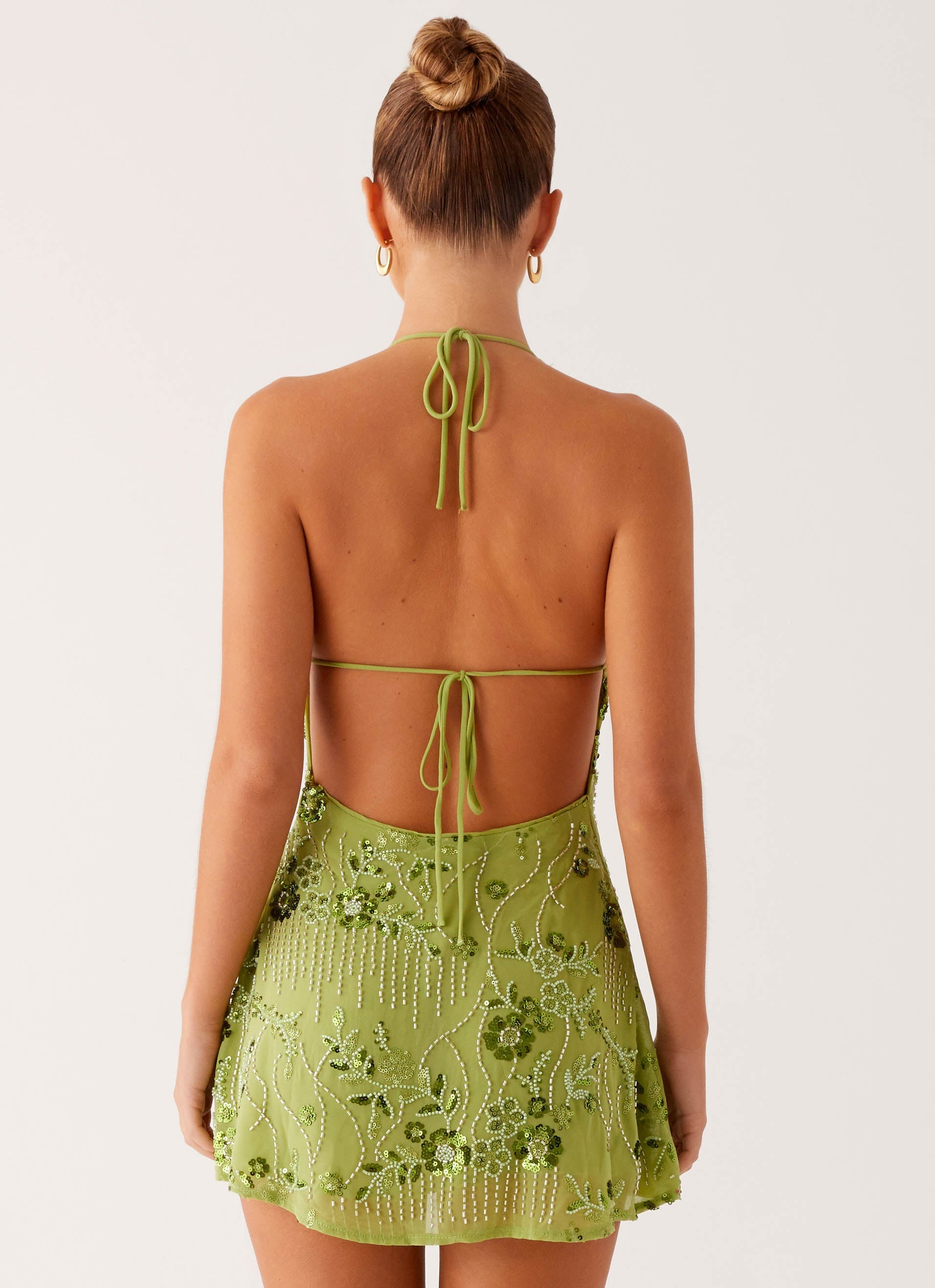 Leo Beaded Mini Dress - Green