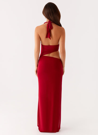 Main Act Halter Maxi Dress - Raspberry
