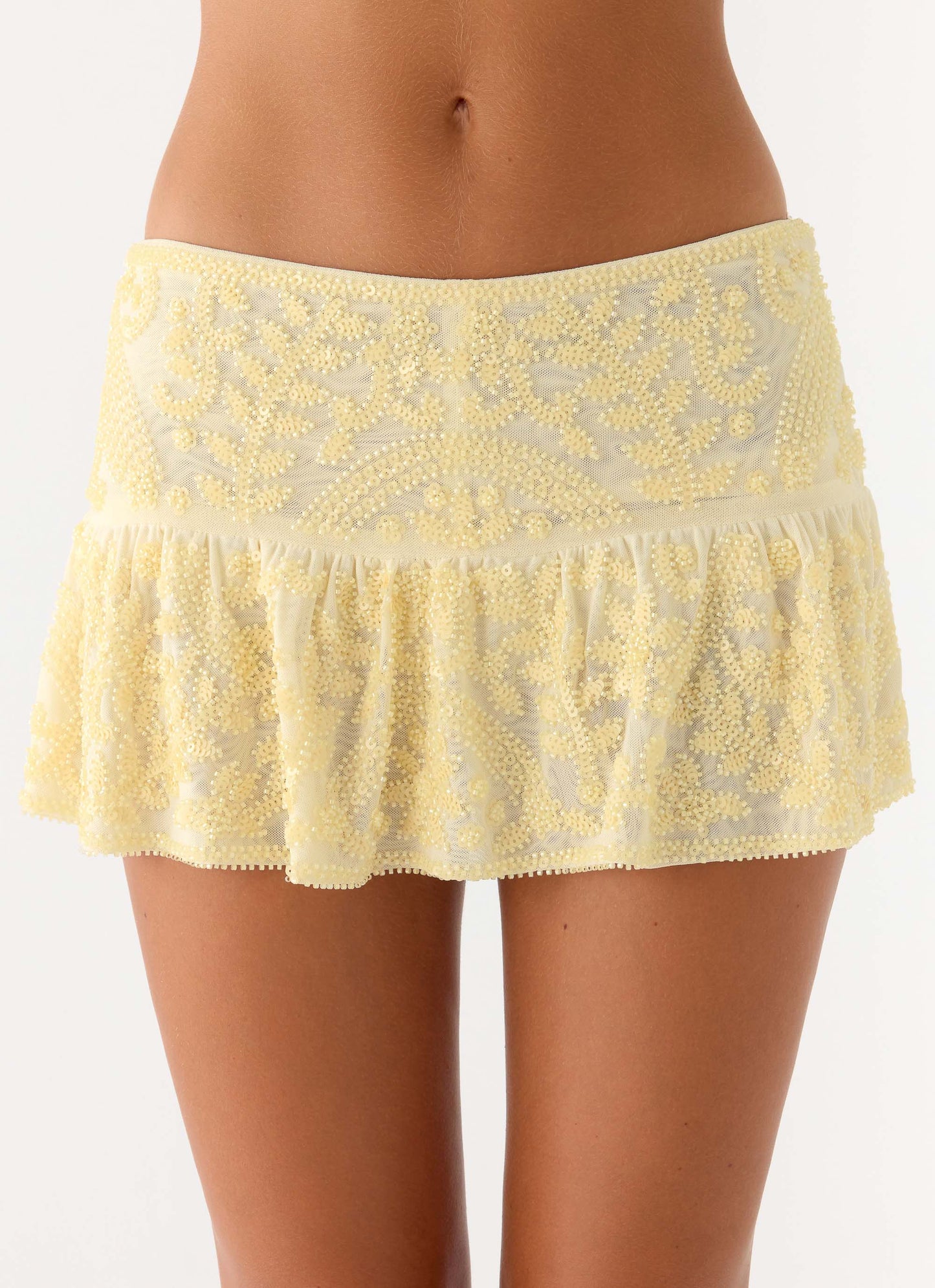 Mimi Beaded Mini Skort - Yellow