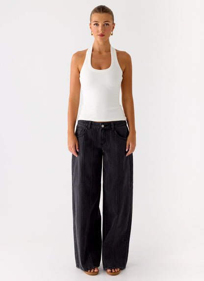 Nauton Ribbed Halter Top - White