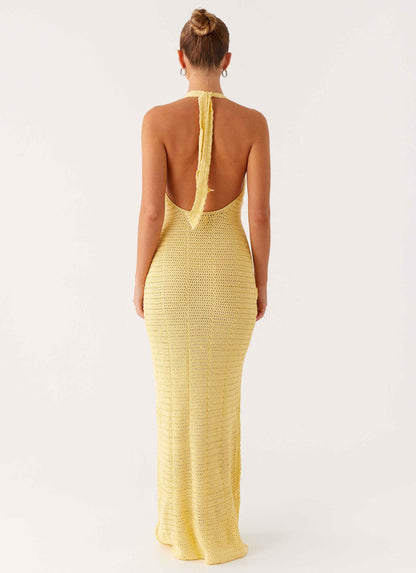 Novalee Flower Crochet Maxi Dress - Yellow