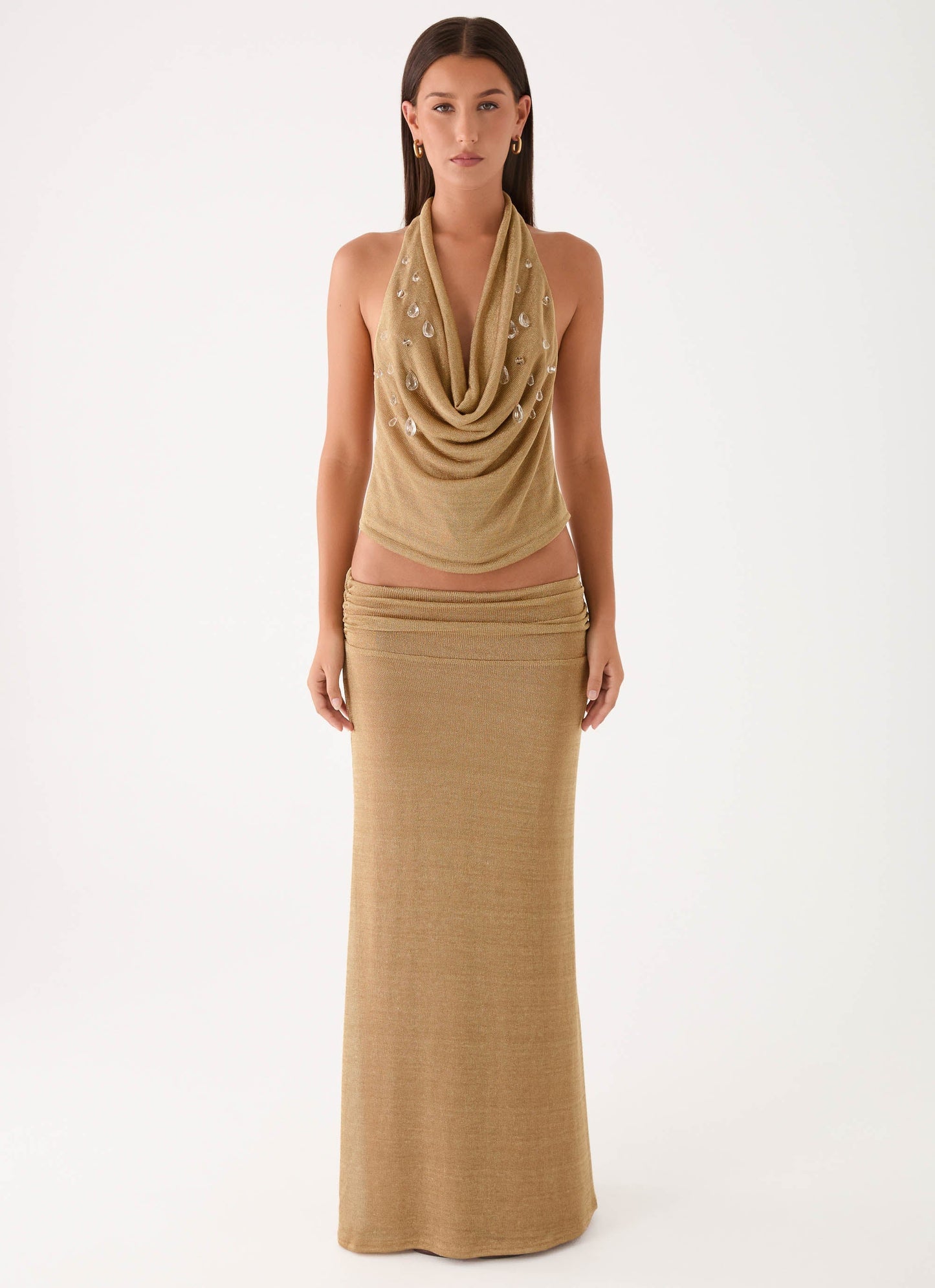 Olyssia Shimmer Embellished Top - Shimmer Gold