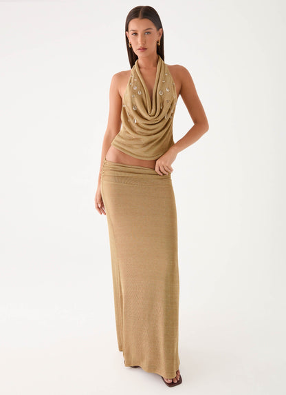Olyssia Shimmer Maxi Skirt - Shimmer Gold