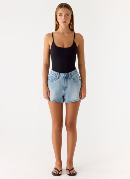 Owen A-Line Denim Shorts - Light Blue Wash