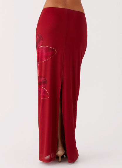 Waiting For Dawn Mesh Maxi Skirt - Rosa