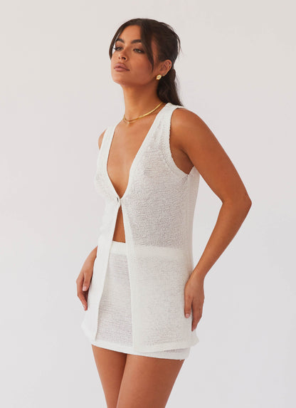 Capri Glow Knit Top - White