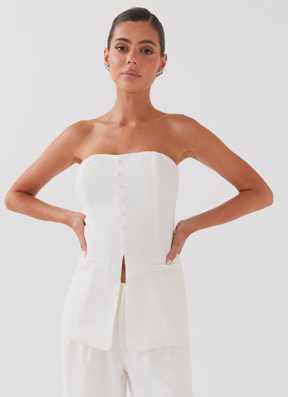 Riveria Tailored Strapless Top - Ivory