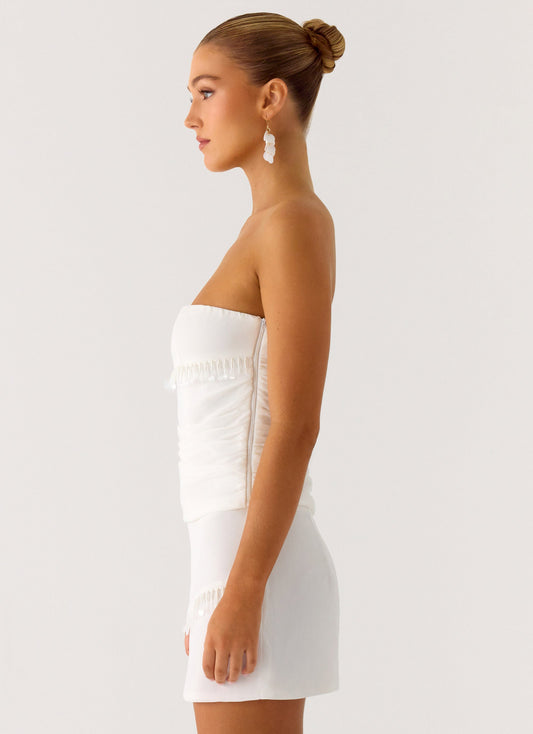 Perfect Celebrity Beaded Top - White