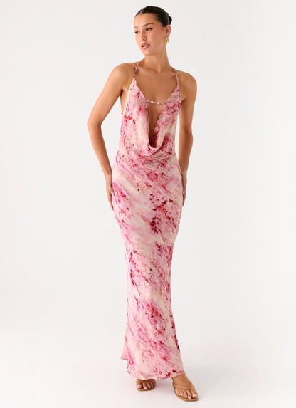 Pure Heart Cowl Maxi Dress - Pink
