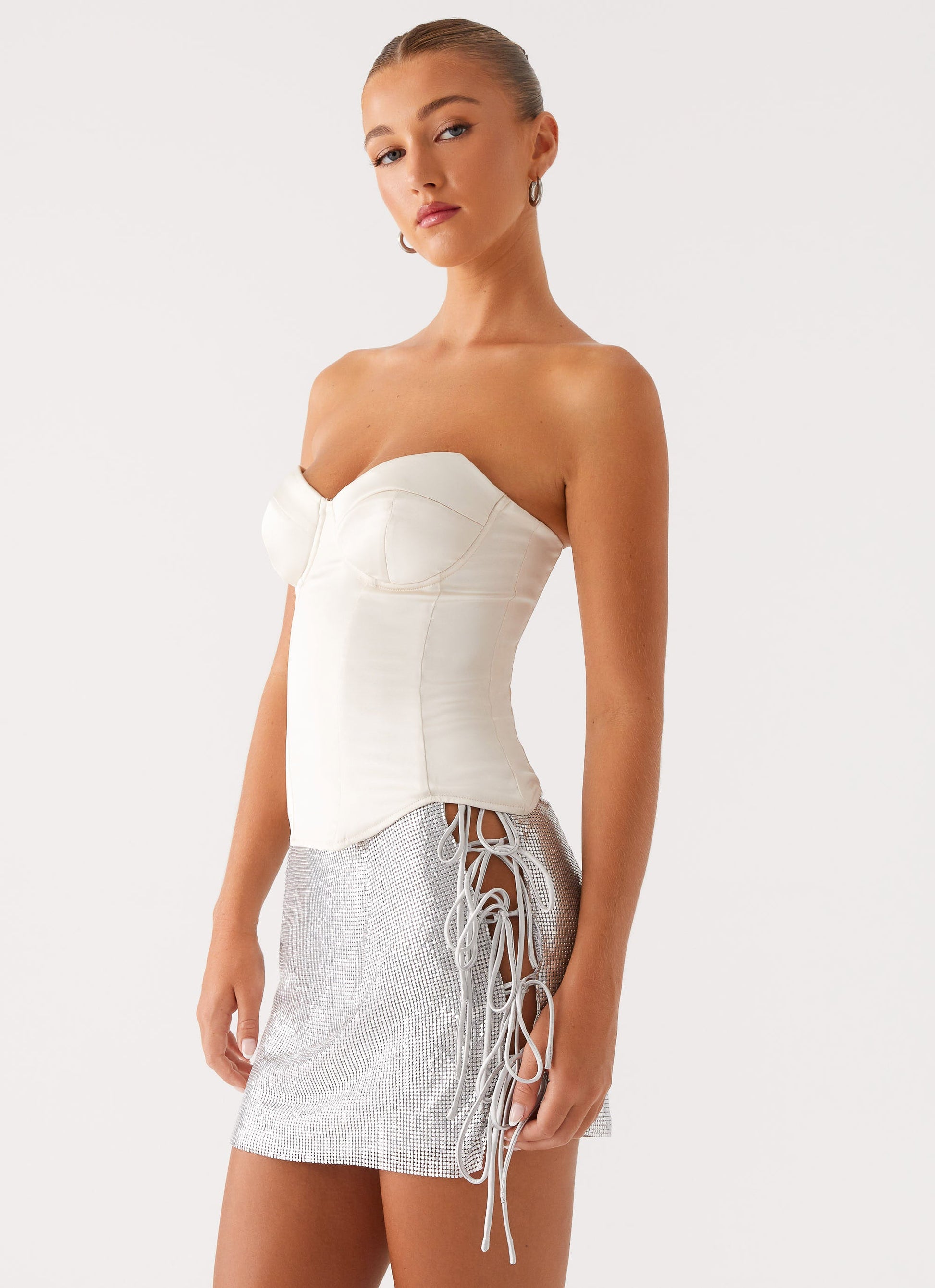 Radar Satin Corset - Ivory