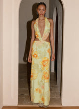 Green Floral Beaded