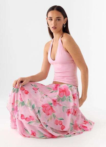 Roll Out Halter Top - Petal Pink