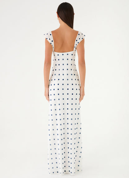Roma Notte Maxi Dress - Porcelain Blue Polka Dot