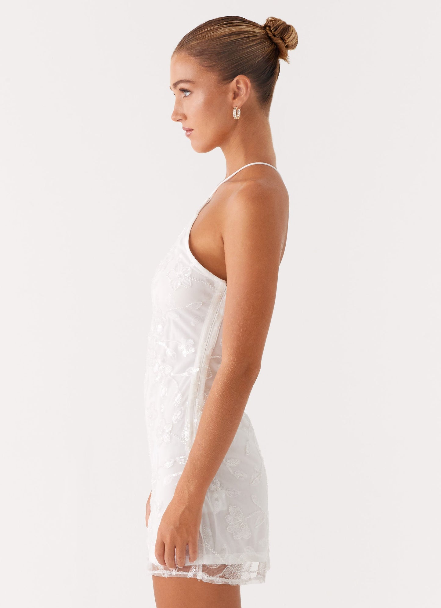 Rumi Beaded Mini Dress - White