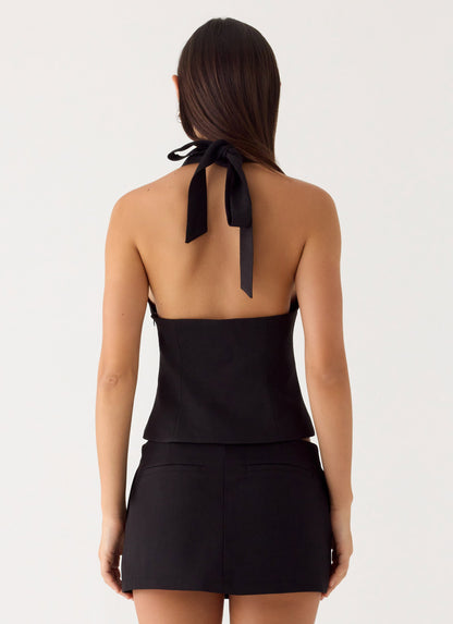 Rushing Around Halter Top - Black