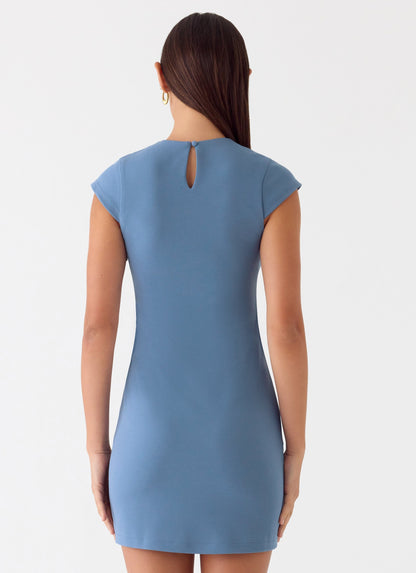 Sending Postcards Mini Dress - Coastal Blue