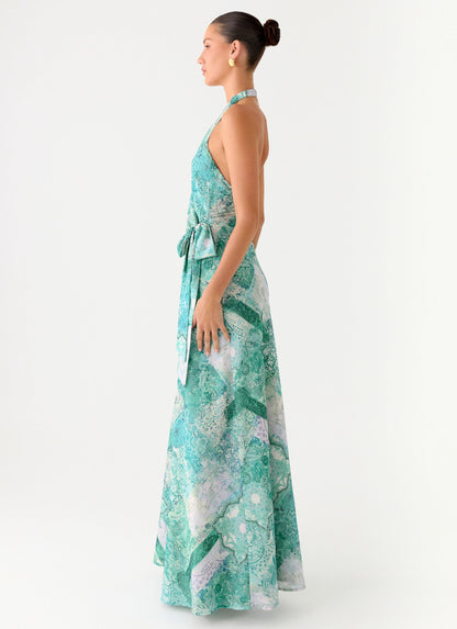 So Chic Maxi Dress - Green Paisley