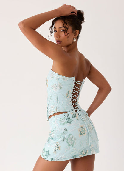 Solaire Strapless Corset Top - Pistachio