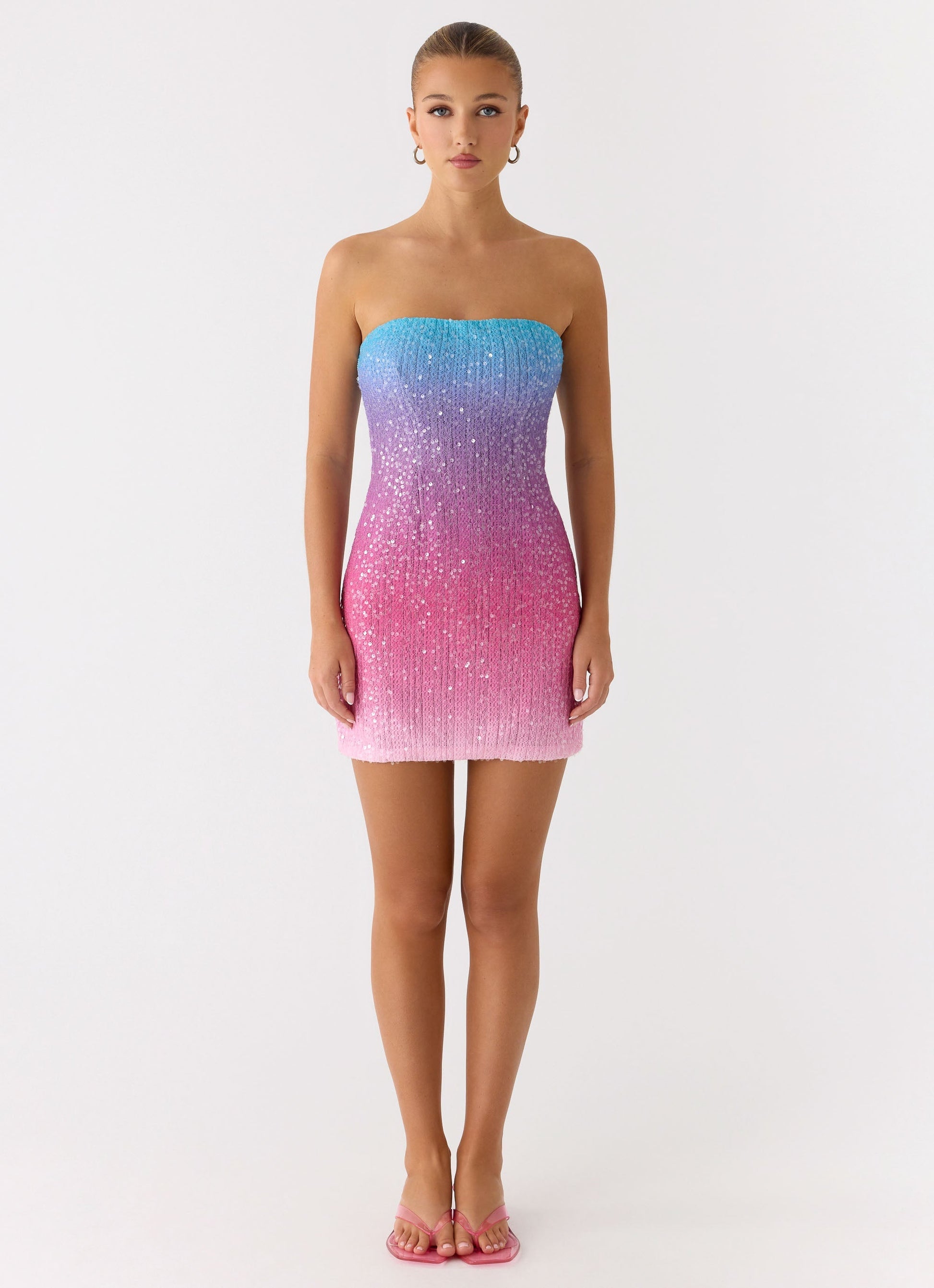 Step Closer Sequin Knit Mini Dress - Disco Ombre