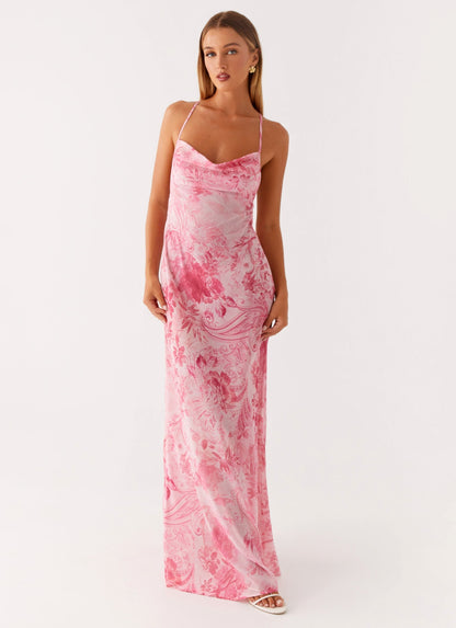 Tara Maxi Dress - Pink Print