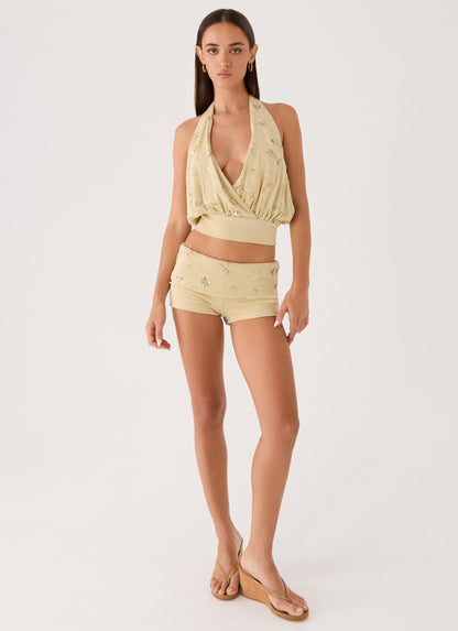 Vivienne Mini Shorts - Pale Olive
