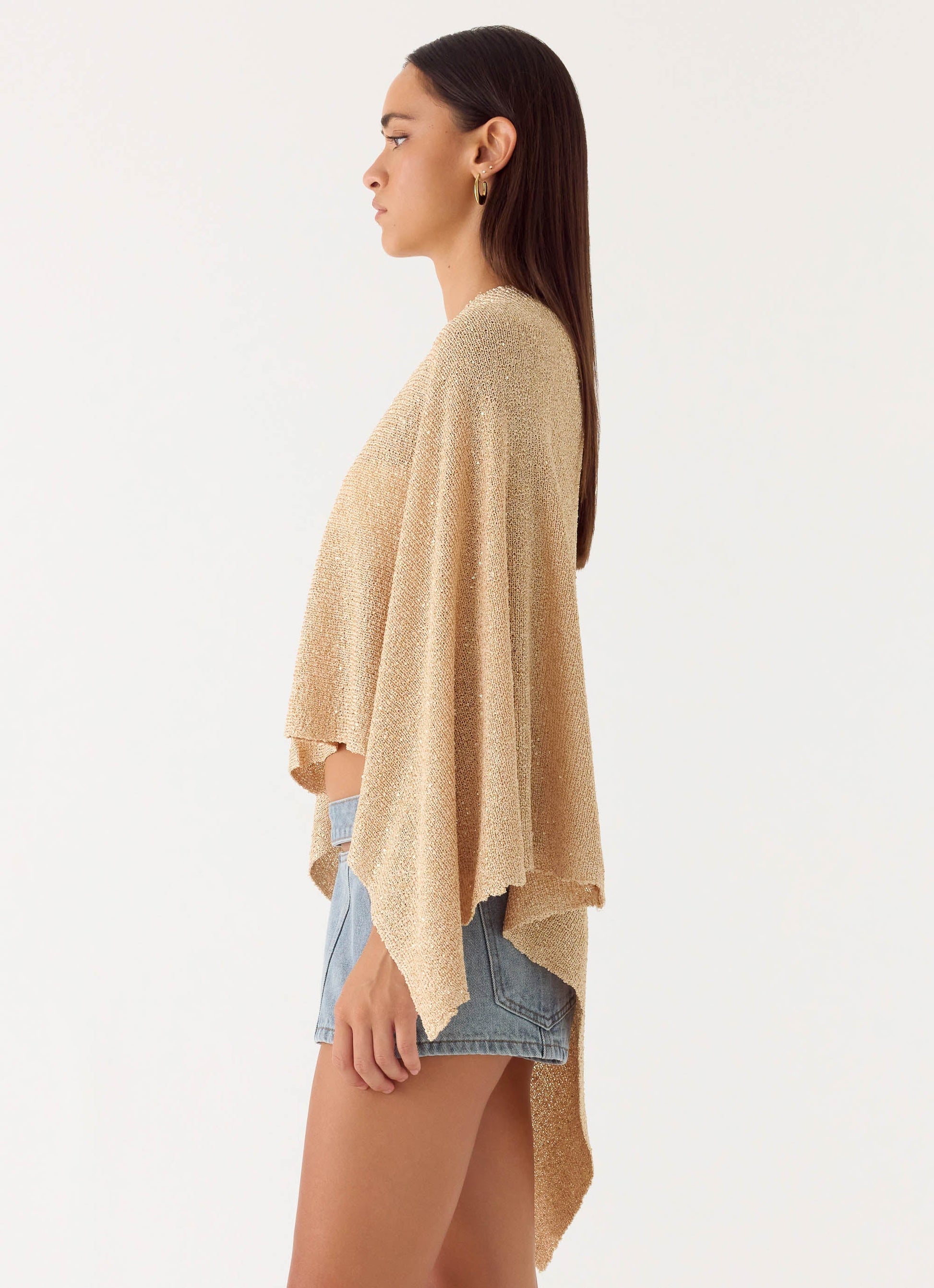 Zaire Infinity Multiway Knit Cape - Shimmer Gold