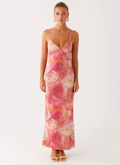 Kasey Midi Dress - Flamingo Fling